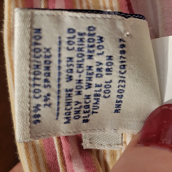 OLD NAVY Pink Burgundy Tan Button Down Maternity Shirt Striped SIZE EXTRA LARGE - Picture 14 of 14